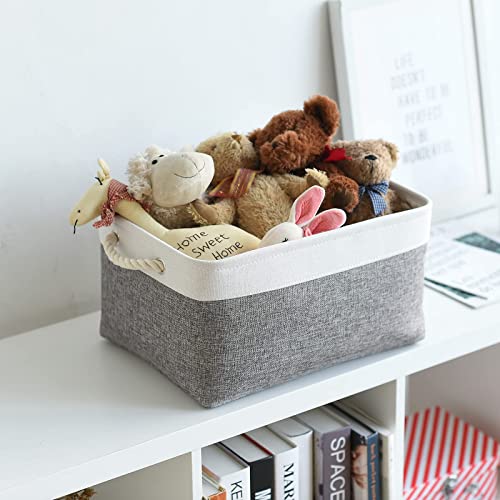 Organization and Storage Basket for Organizing (White&Grey / Large - 15.7Lx11.8Wx8.3H)