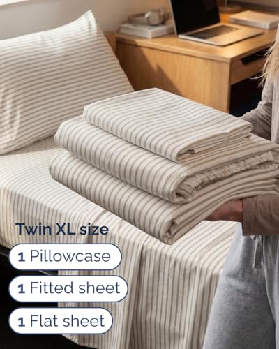 Twin XL 3 Piece Sheet Set (44 - Beige Stripes 2 / Twin XL)