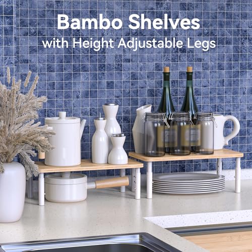 Bamboo Cabinet Organizer Shelf 2 Pack (2 Count)