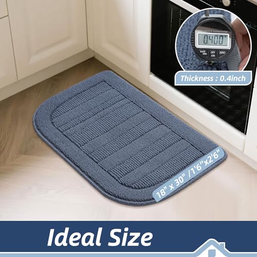 30x18 Inch Kitchen Rugs Non Slip Washable Kitchen Sink Rug (1'6" x 2'6" (Semicircular) / Blue)