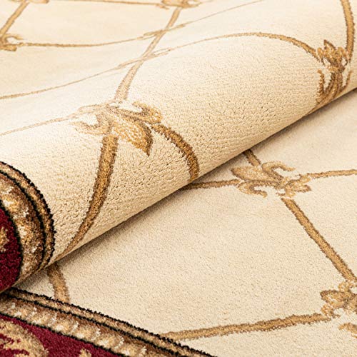 Timeless Collection Fleur De Lis Ivory 5' Foot Round Luxurious Traditional French Aubusson Oriental Area Rug Perfect for Living Room Bedroom or Dining Room Easy (5'3" (Round) / Ivory)