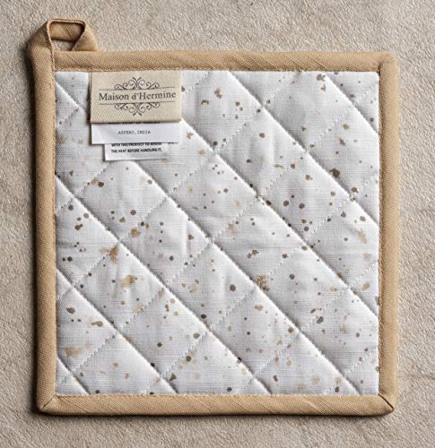 Pot Holders 100% Cotton Potholders (088 - Meadow Florals - Beige / 8" x 8" (Pot Holder Pack of 2))