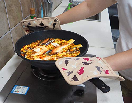 Pot Holders Set of 2 (Cat, Khaki Potholders)