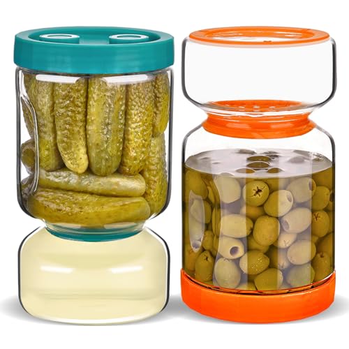 Pickle Jar with Strainer Flip (7-Blue&Orange / 51oz 2pcs)