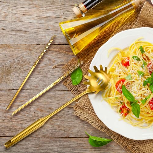 Stainless Steel Spaghetti Spoon and Pasta Tongs Set