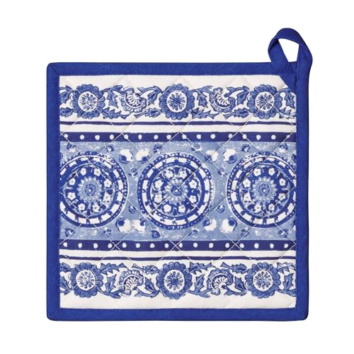 Pot Holders 100% Cotton Potholders (014 - Melodie Bleue / 8" x 8" (Pot Holder Pack of 1))