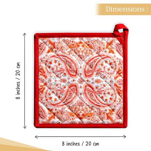 Pot Holders 100% Cotton Potholders (055 - Orient / 8" x 8" (Pot Holder Pack of 1))