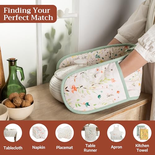 Double Oven Mitts 100% Cotton Double Oven Glove (005 - Colmar / 7" x 35" (Double Oven Mitt))