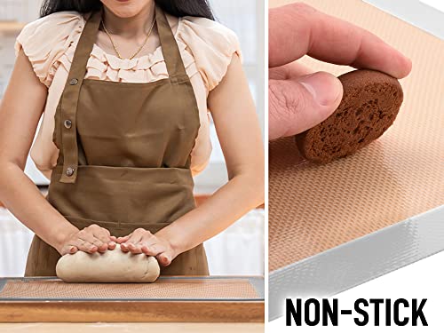 2 Pack) Silicone Baking Mat Sheet Set - Reusable Baking Mat Nonstick - Half Sheet Baking Mat For Oven - 16.5" x 11.6" (Light Gray) (2 Pack / Pale Gray)