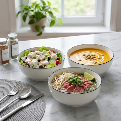 60 Ounces Large Soup Bowl (Black Rim)