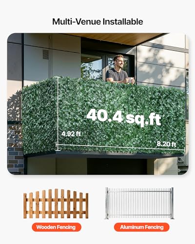 Artificial Ivy Privacy Fence Screen (Ivy with Green Mesh Backing / 59 x 98 inch)