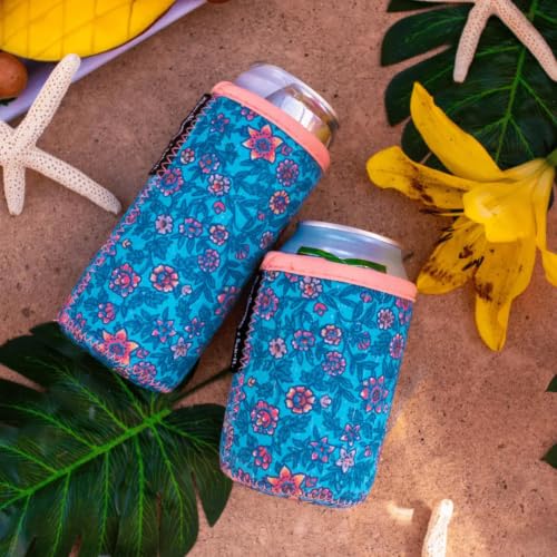 CanSok Sleeve for Beer & Soda Insulated Neoprene Cover (Reyn Spooner Wild Flowers / 12oz Can Sleeve)