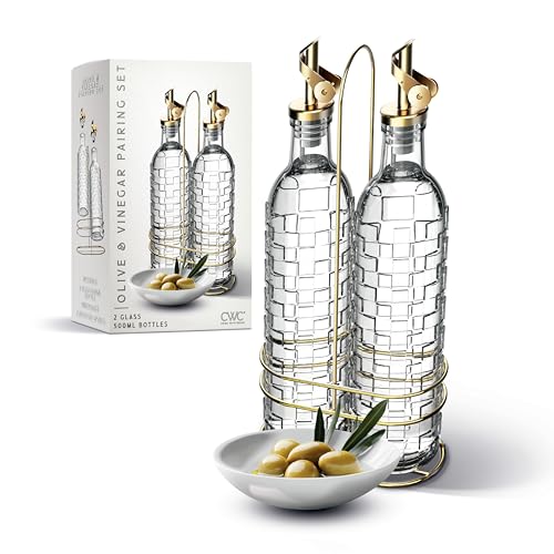 Glass Olive Oil Bottle Dispenser (Checkered / Clear)
