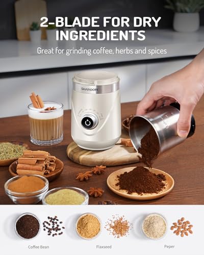 Electric Super Silent Blade Coffee Grinder (Cream / 2 Bowl)