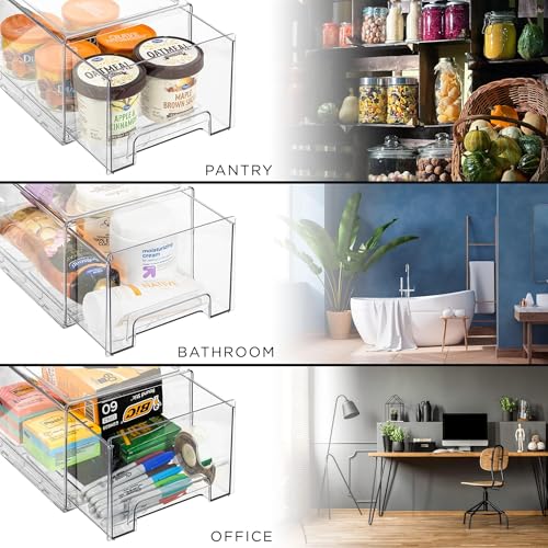 Clear Storage Drawers for Refrigerator (6 Pack / Large)