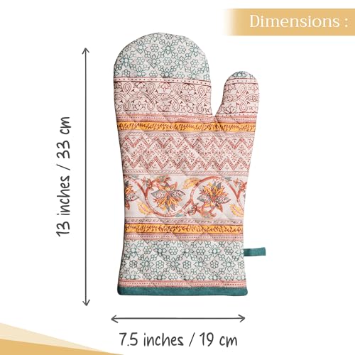 Maison d'Hermine Oven Gloves 100% Cotton Oven Mitt (047 - Nila / 7.5" x 13" (Oven Mitt))