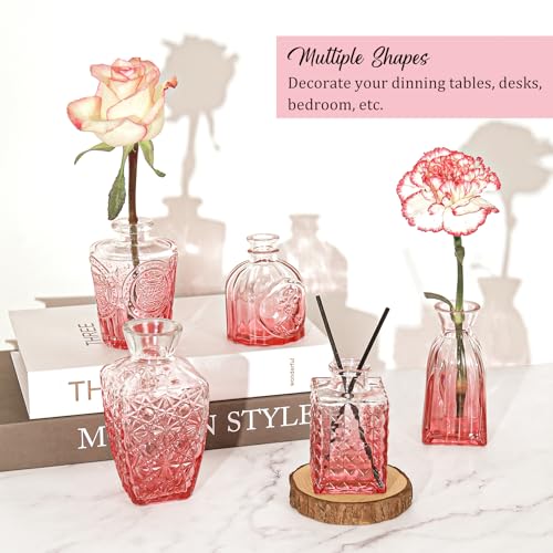 Set of 36 Glass Bud Vases Small Flower Vases for Centerpieces (Pink)