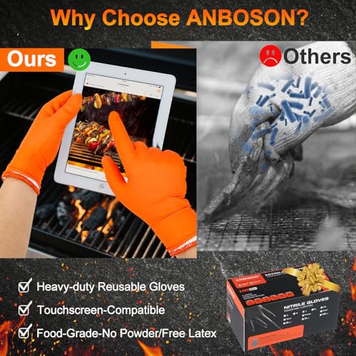 BBQ Gloves Disposable (X-Large / 10mil Nitrile - Orange)