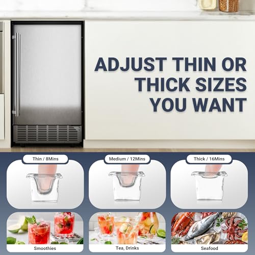 Commercial Under Counter Ice Maker with Drain Pump (Silver)