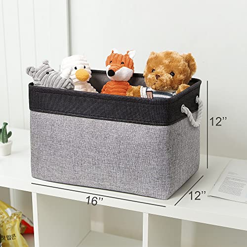 Storage Basket for Organizing (Black&Grey / 3PCS/Large Cube - 16L×12W×12H)
