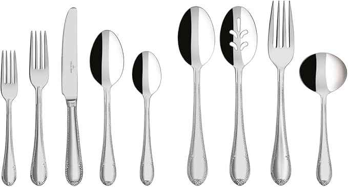 Villeroy & Boch Mademoiselle 64 Piece Flatware Set for 12, Includes Serving Pieces