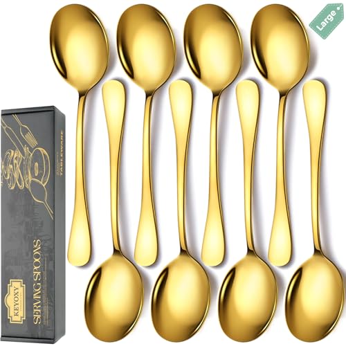 Stainless Steel Serving Spoons Set (8 Pieces (Large Only) / Gold)
