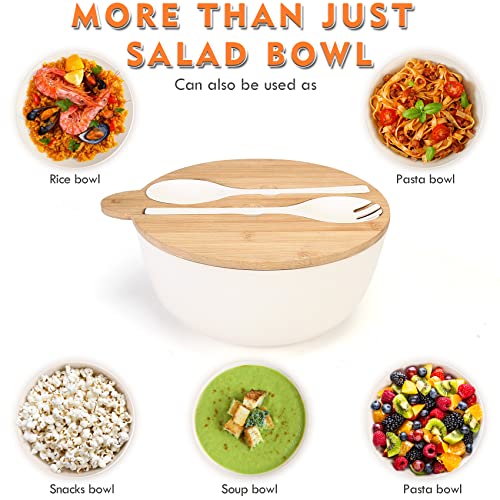 Large Salad Bowl with Lid (White ring)