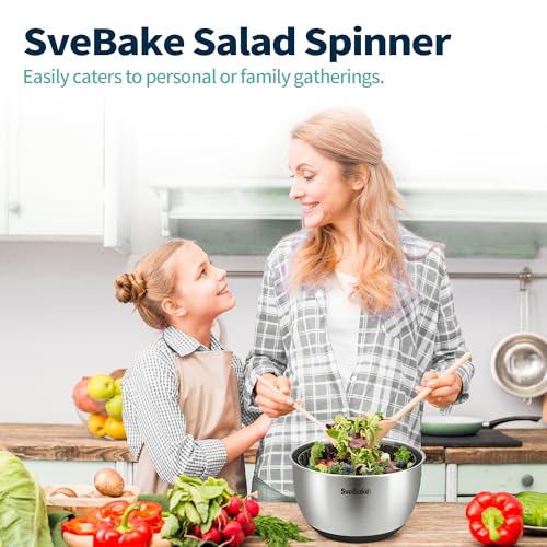 Stainless Steel Salad Spinner (Black Lid)