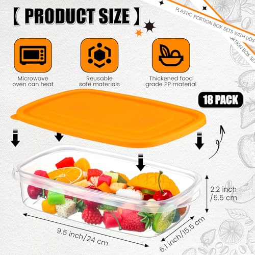 18 Pcs 33 oz Plastic Food Storage Containers with Lids (Orange)