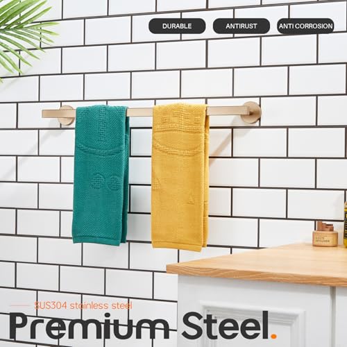 24 Inch Bathroom Towel Rack Bath Towel Bars Kitchen Towel Holder Towel Rails Wall Mounted SUS304 Champagne Bronze Stainless Steel AN4001CPG (Champagne Bronze / 24-Inch)