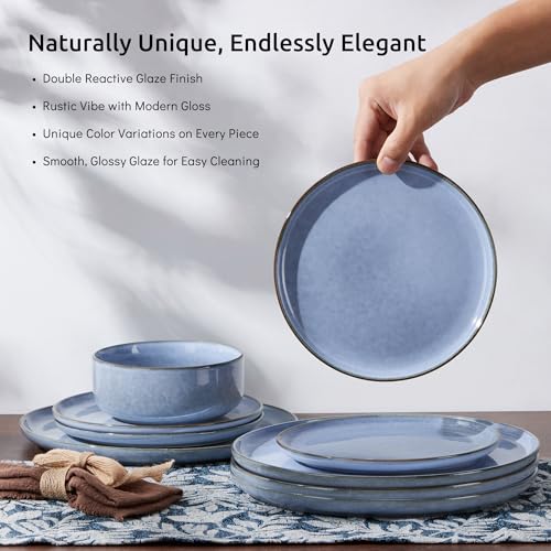24 Piece Reactive Glaze Dinnerware Sets (Ocean Blue / Service for 8)