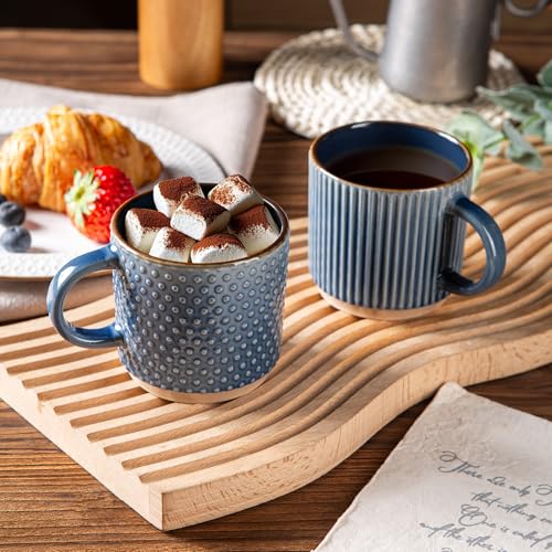 6 OZ Stackable Coffee Mugs Set of 4 (Moonlight Blue / 6 Ounces)