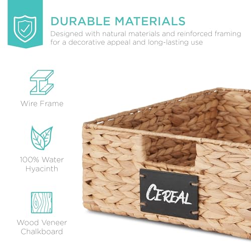 Set of 4 16x12in Large Water Hyacinth Pantry Baskets (12x16x5in / Natural)