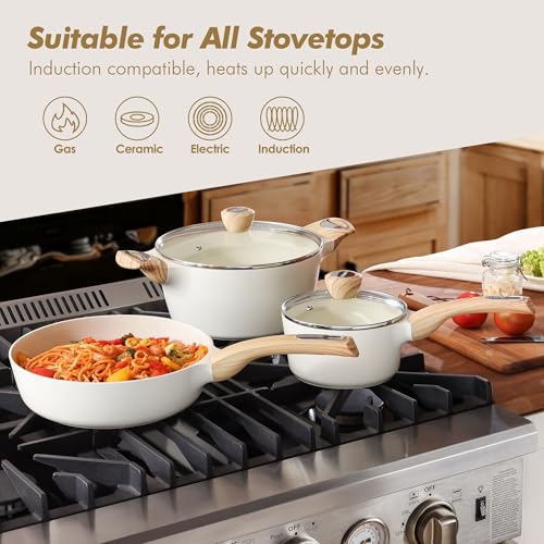 Ceramic Cookware Sets (Granite Ceramic White)
