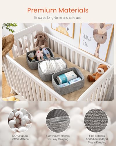 Small Woven Storage Basket for Organizing (Mixed Grey / 13.5"L x 9.5"W x 5"H)