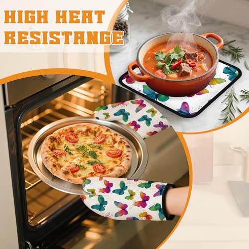 Colorful Butterfly Oven Mitts and Pot Holders (4 Count)