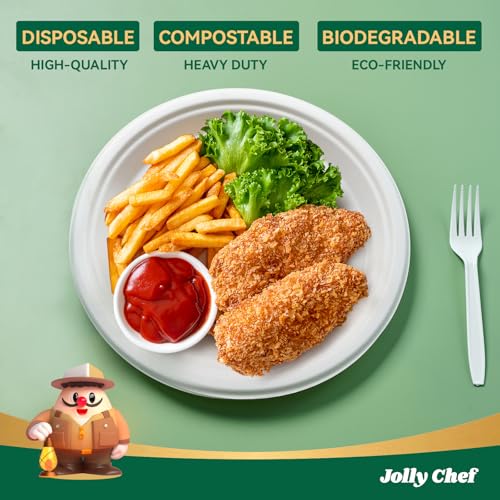 Compostable Heavy Duty Plates 𝟭𝟬 𝗜𝗻𝗰𝗵 [𝟭𝟮𝟱 𝗣𝗮𝗰𝗸] Eco (125 Count (Pack of 1) / White)