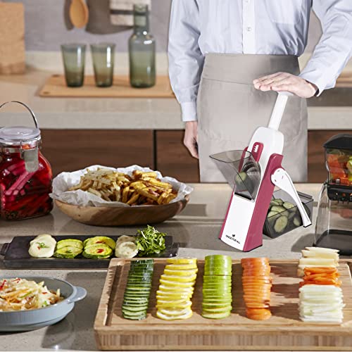 Safe Mandoline Slicer 5 in 1 Vegetable Cutter (Red)