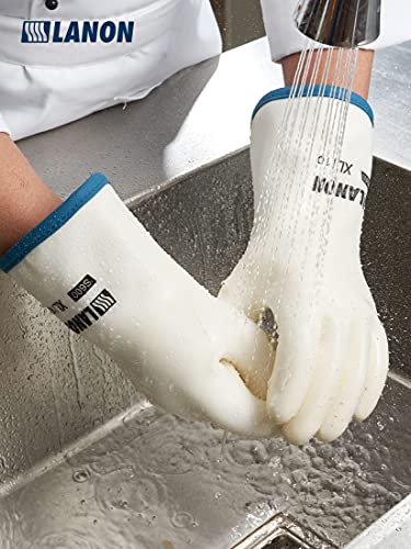 LANON Liquid Silicone Oven Mitt (White Regular / XL/10)