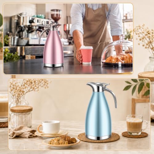 2 Pcs 68oz Thermal Coffee Carafe (Rose Gold, Sliver)