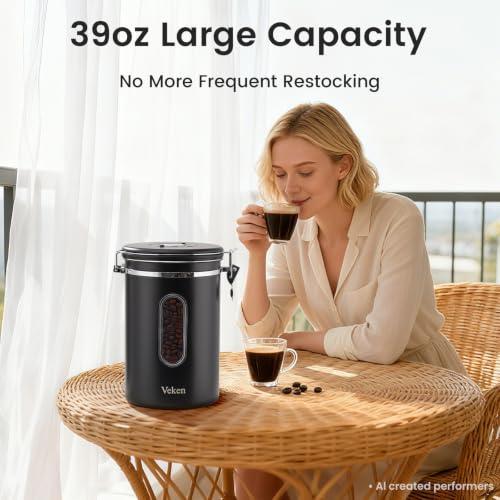 Coffee Canister with Window (Black / 39 oz)