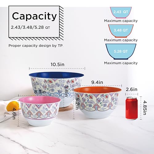 Melamine Mixing Bowl Set with Lids (Ottoman Floral / Large)
