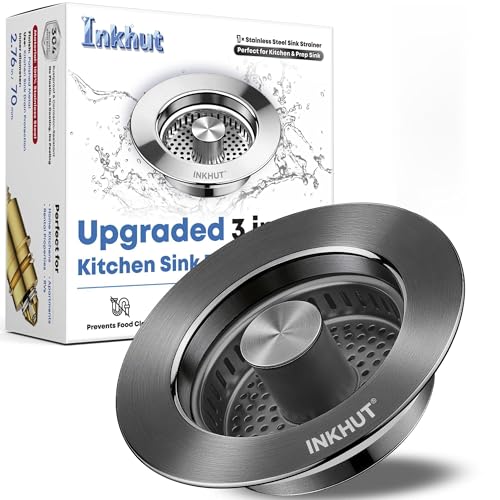 Upgraded 3 in 1 Kitchen Sink Drain Strainer (Dark Grey)