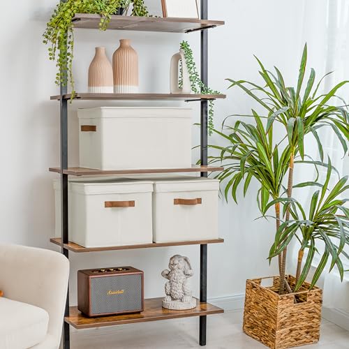 Fabric Storage Bins with Lids (Ivory / Jumbo)