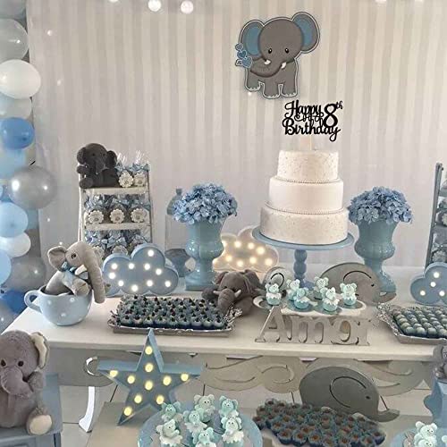 1 PCS Happy 8th Birthday Cake Topper Glitter Cheers to 8 Years Cake Pick Number 8 Fabulous Cake Decoration for 8th Birthday Theme Party Decorations Supplies Black (Black / 8th)