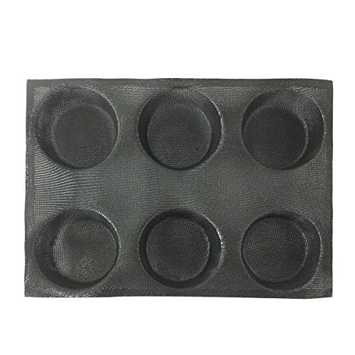 Silicone Bun Bread Form Round Shape Bread Tray Perforated Bakery Molds (6 Caves 4" Round Shape For Bun)