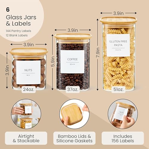 Square Glass Food Storage Containers (6 Count)