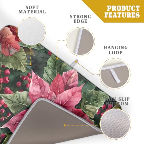 Winter Floral Dish Drying Mat (Holly Berries 4722 / 24" x 18")