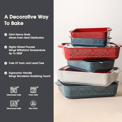 Ceramic Baking Dish Set of 3 (Grayish Blue)