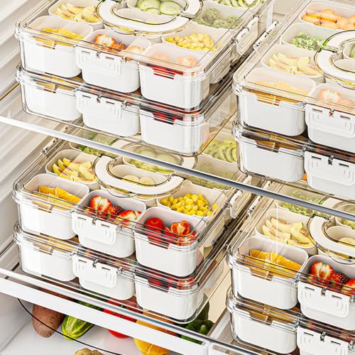 Large Snackle Box Snack Containers with Lids (12 Compartments-2pcs / White)